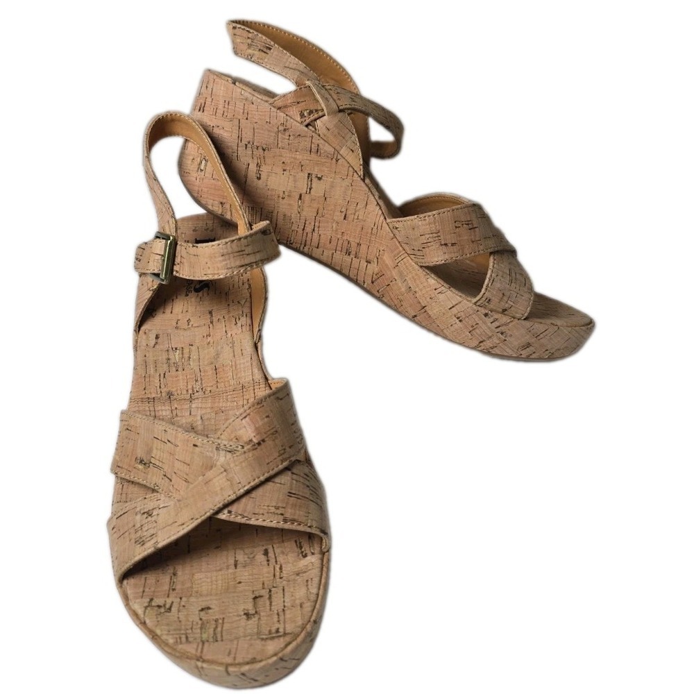 Korks Kork-Ease Denica Natural Platform Strappy Wedge Sandals Women's Size 11